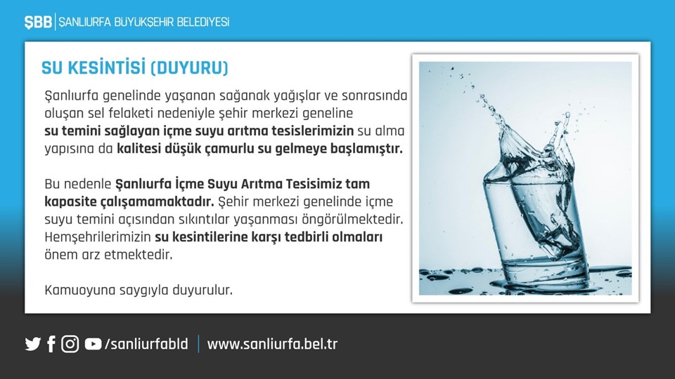 Şanlıurfa’da sular ne zaman gelecek? ŞUSKİ’den açıklama – Son Dakika Türkiye Haberleri